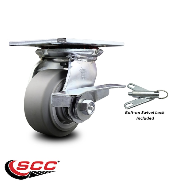 4 Inch Thermoplastic Rubber Caster with Ball Bearing and Brake/Swivel Lock SCC